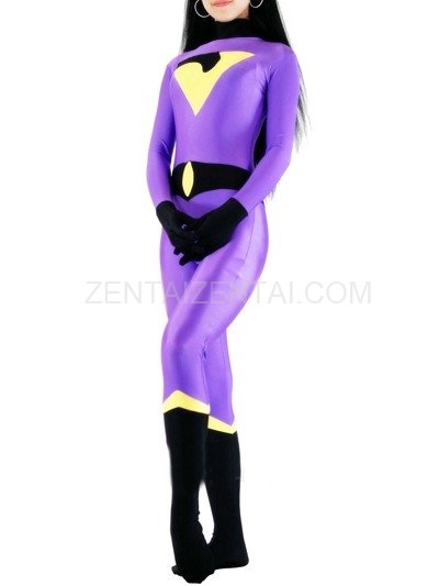 Purple With Black Lycra Spandex Morph Zentai Catsuit