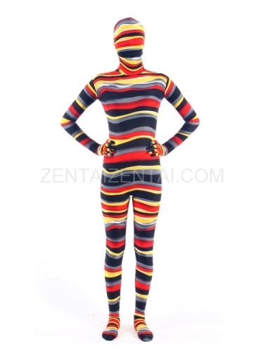 Quality Colorful Stripe Lycra Unisex Breathable Morph Zentai