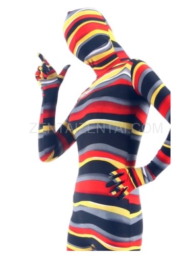Quality Colorful Stripe Lycra Unisex Breathable Morph Zentai