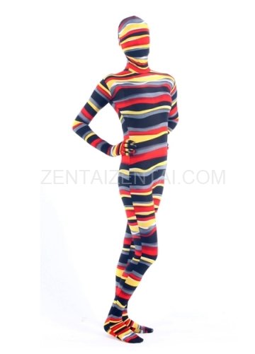 Quality Colorful Stripe Lycra Unisex Breathable Morph Zentai