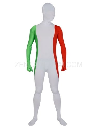Red White And Green Lycra Spandex Male Morph Zentai Suit