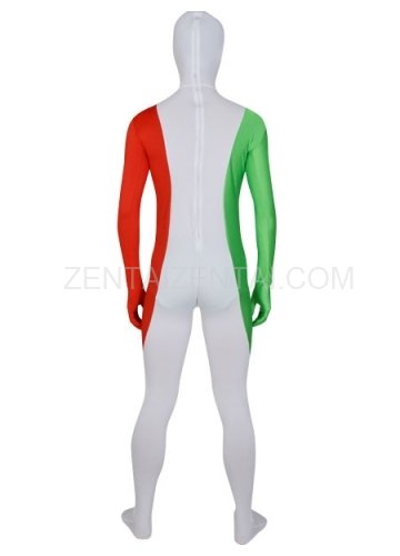 Red White And Green Lycra Spandex Male Morph Zentai Suit