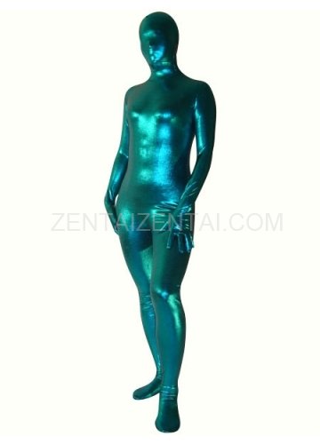 Suitable Perfect Top Blue Shiny Metallic Unisex Morph Zentai Suit