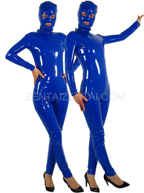 Royal Blue Fullbody Full Body Front Open PVC Unisex Catsuit