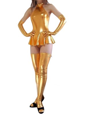 Unusual Cool Gold Shiny Metallic Sexy Dress