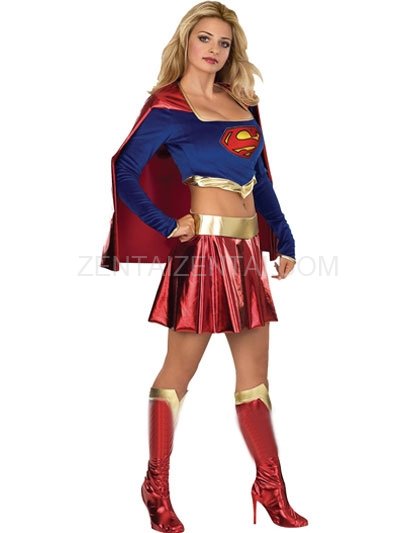 Super Girl Lycra Shiny Metallic Super Hero Costume