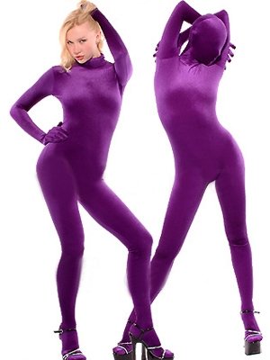 Velvet Purple Lycra Spandex Catsuit