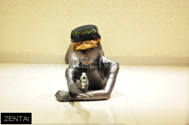 Black and Gold Fullbody Full Body Tights Sexy Translucent Silk Purple Painted Morph Zentai Suit Morph