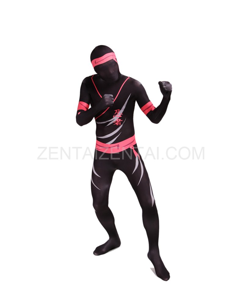 Black and Pink Ninjia Full Body Halloween Spandex Holiday Unisex Cosplay Zentai Suit