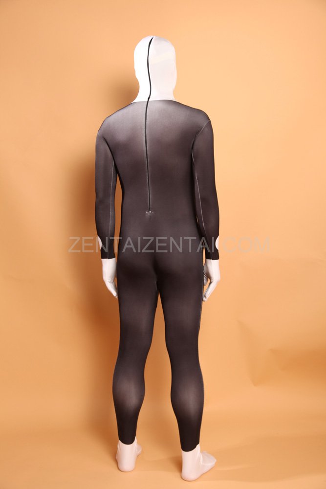 Black and White Halloween Bowtie Full Body Spandex Holiday Unisex Lycra Morph Zentai Suit