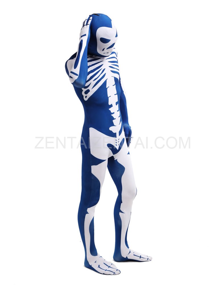 Blue Skull Flag Full Body Halloween Spandex Holiday Unisex Cosplay Zentai Suit