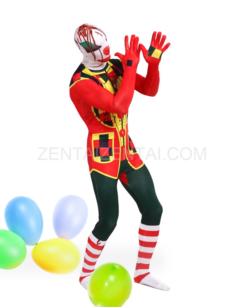 Colorful Clown Full Body Halloween Spandex Holiday Unisex Cosplay Zentai Suit