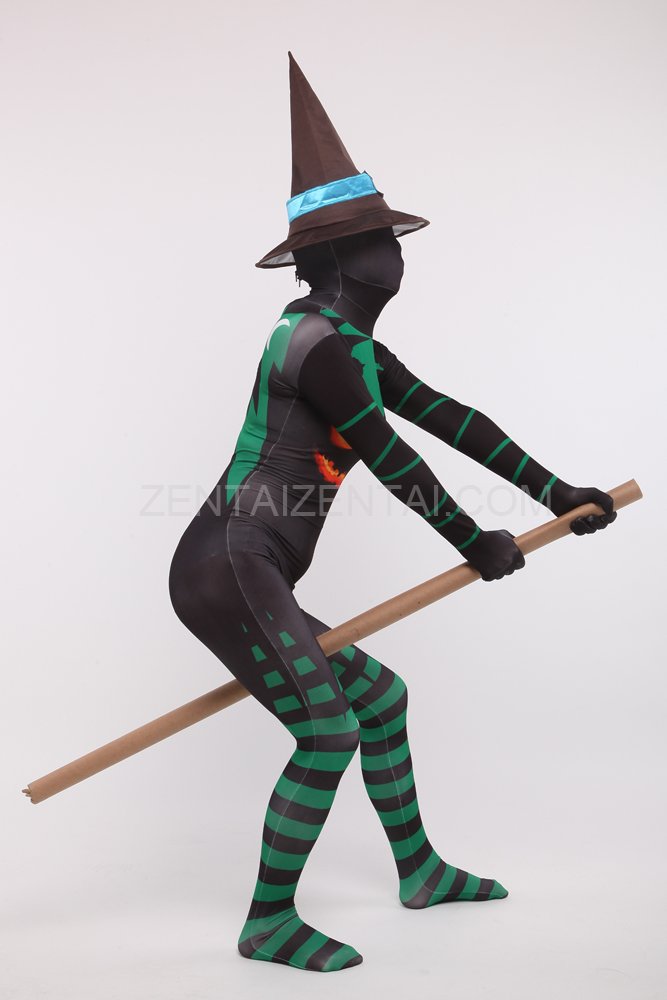 Halloween Witch Unisex Full Body Spandex Holiday Unisex Cosplay Zentai Suit