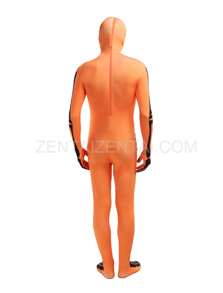 Orange Skull Full Body Halloween Spandex Holiday Unisex Cosplay Zentai Suit