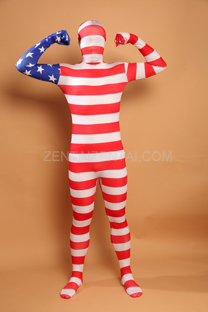 Usa National Flag Stripe Full Body Halloween Spandex Holiday Unisex Cosplay Zentai Suit