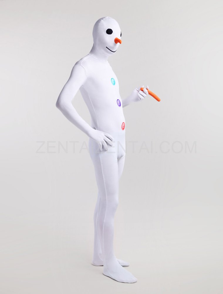 White Snowman Cartoon Lycra Full Body Tights Zentai Suit
